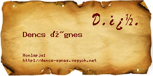 Dencs Ágnes névjegykártya